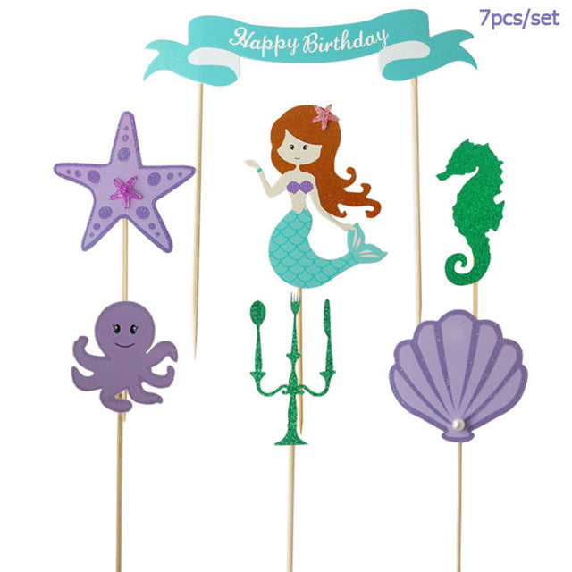 mermaid theme cupcake toppers - many options