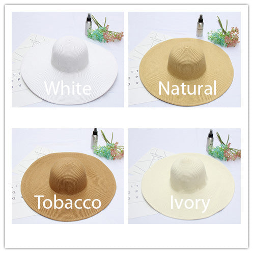 Bride Hat, Personalized Wide Brim Straw Hat