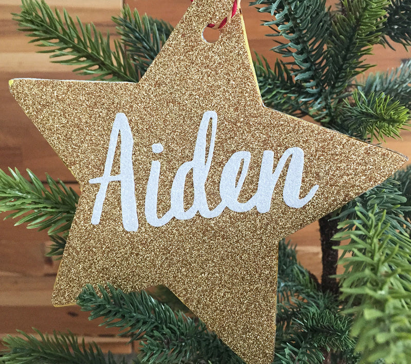 Christmas Tree Star Ornament, Gift Tag - Personalized, MANY COLORS