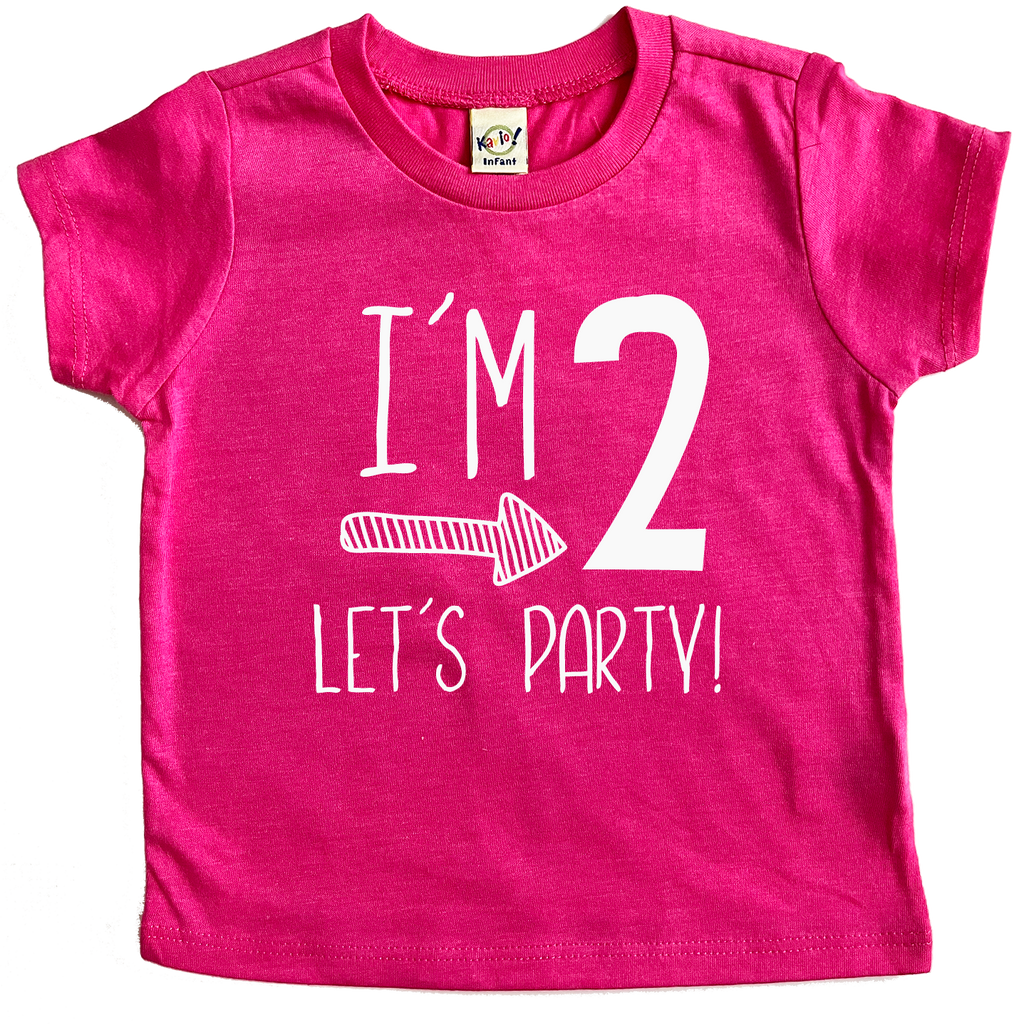 Im 2 Let's Party 2nd Birthday T-shirt, Second Birthday Shirt, pink