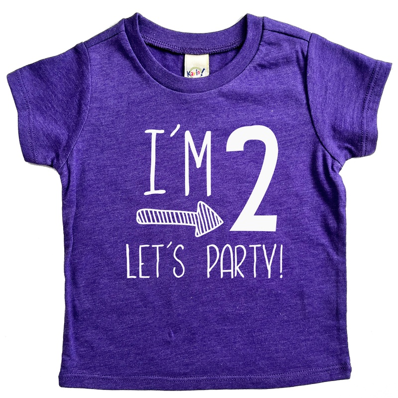 Im 2 Let's Party 2nd Birthday T-shirt, Second Birthday Shirt, purple