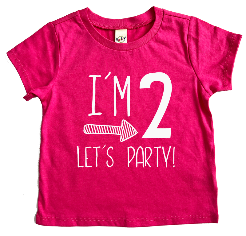 Im 2 Let's Party 2nd Birthday T-shirt, Second Birthday Shirt, pink