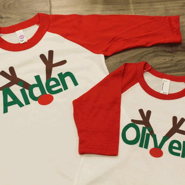 girls reindeer shirt, kids christmas shirt, personalized reindeer shirt