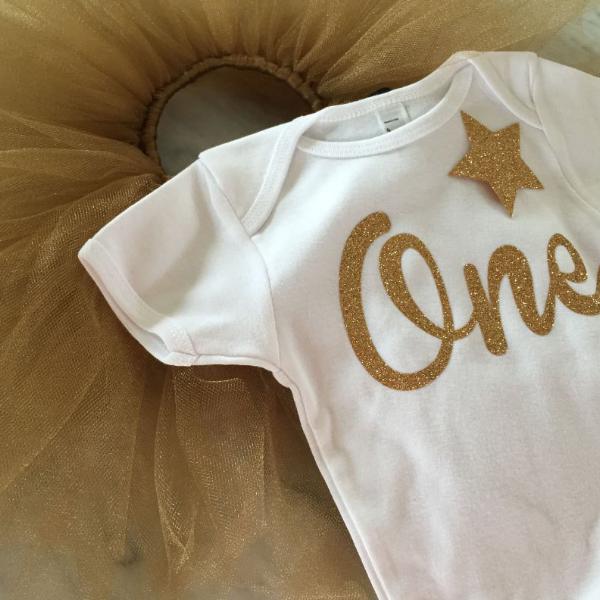 Gold Glitter First Birthday Outfit with Tutu, 1st Birthday Outfit, Cake Smash Outfit