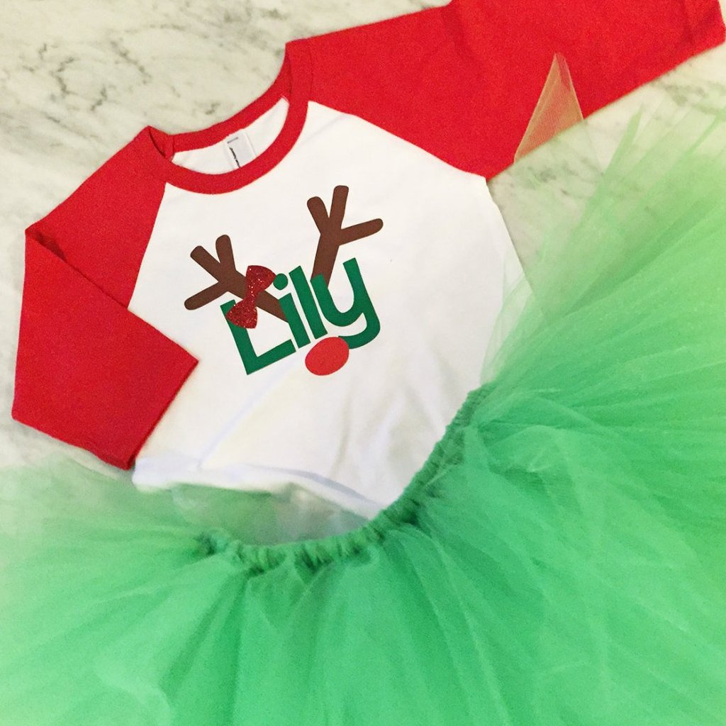 Girls Christmas Tutu Outfit, Girls Reindeer Shirt, Christmas Tutu, Baby Girl Christmas Outfit