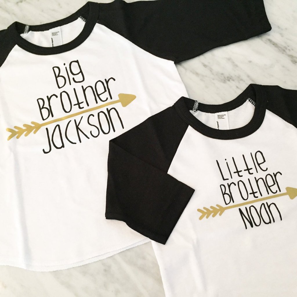 Big Brother Shirt Little Brother Shirt Set, Gold Arrow Sibling Set