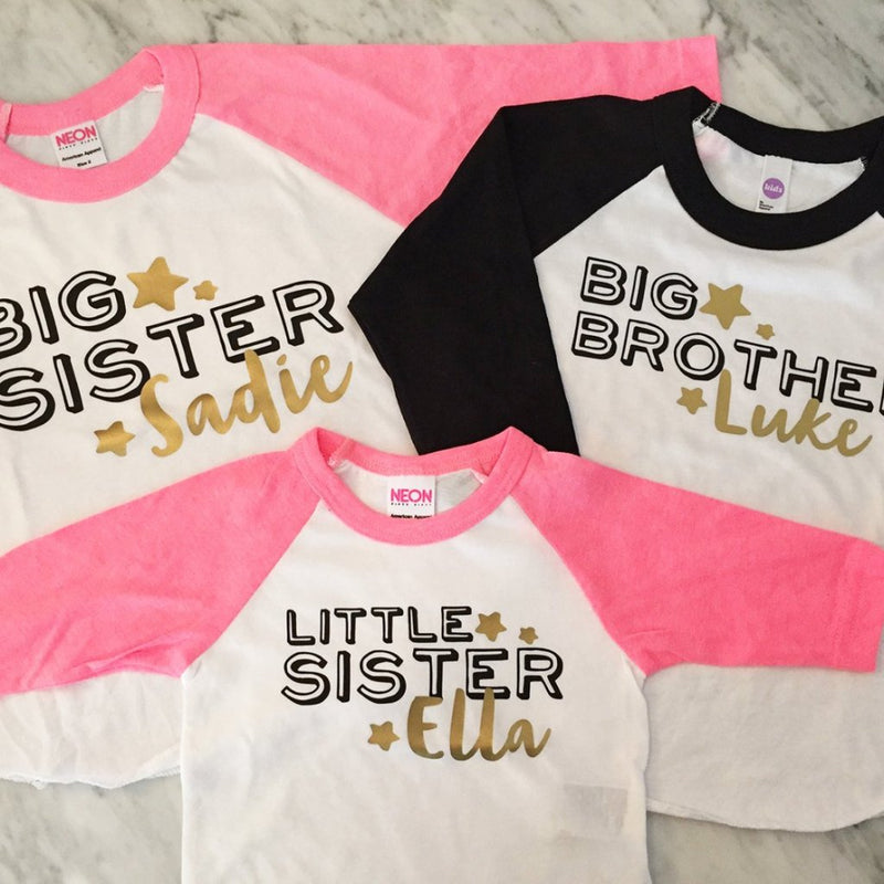 Big brother shirt, big sister shirt, little brother shirts - kids and infants sizes - 3 shirts