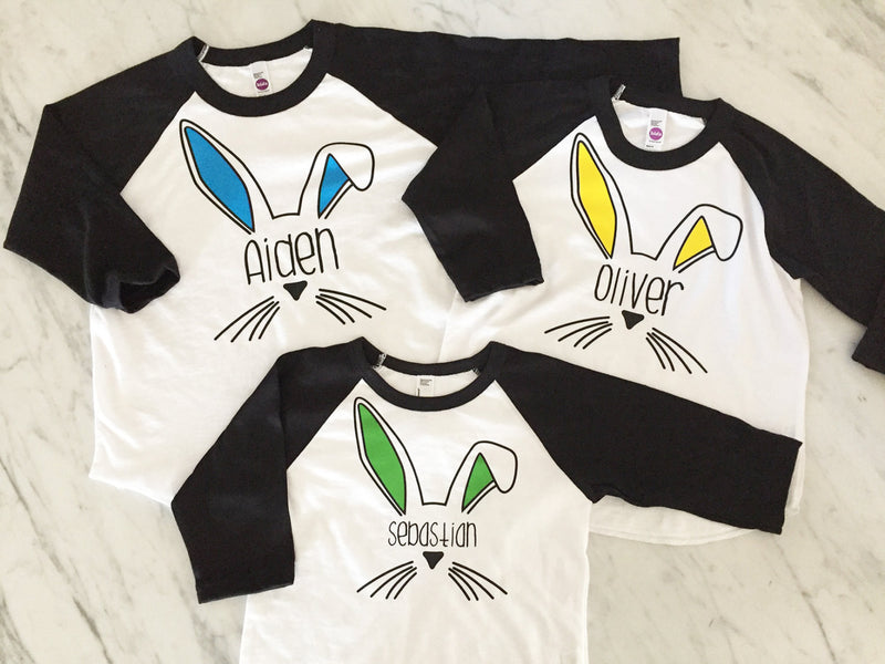 boys easter shirt, easter bunny shirt, personalized bunny shirt