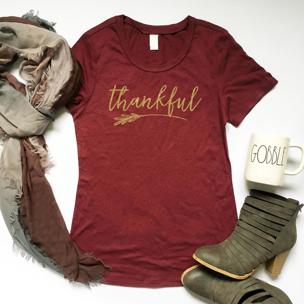 Thankful Tshirt, Ladies Thanksgiving Shirt