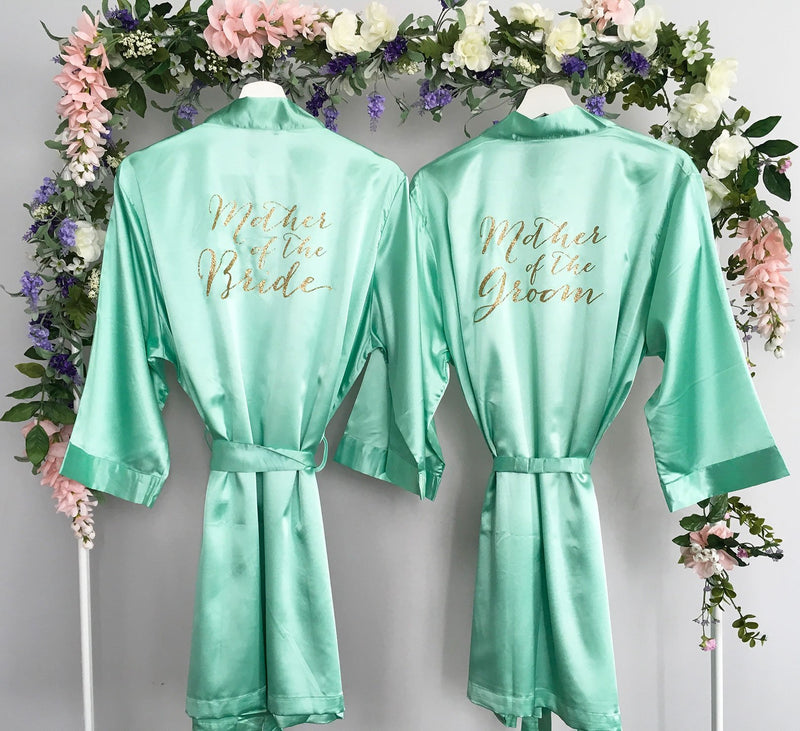 Mint Green Mother of the Bride Robe, Mother of the Groom Robe, Satin Robes