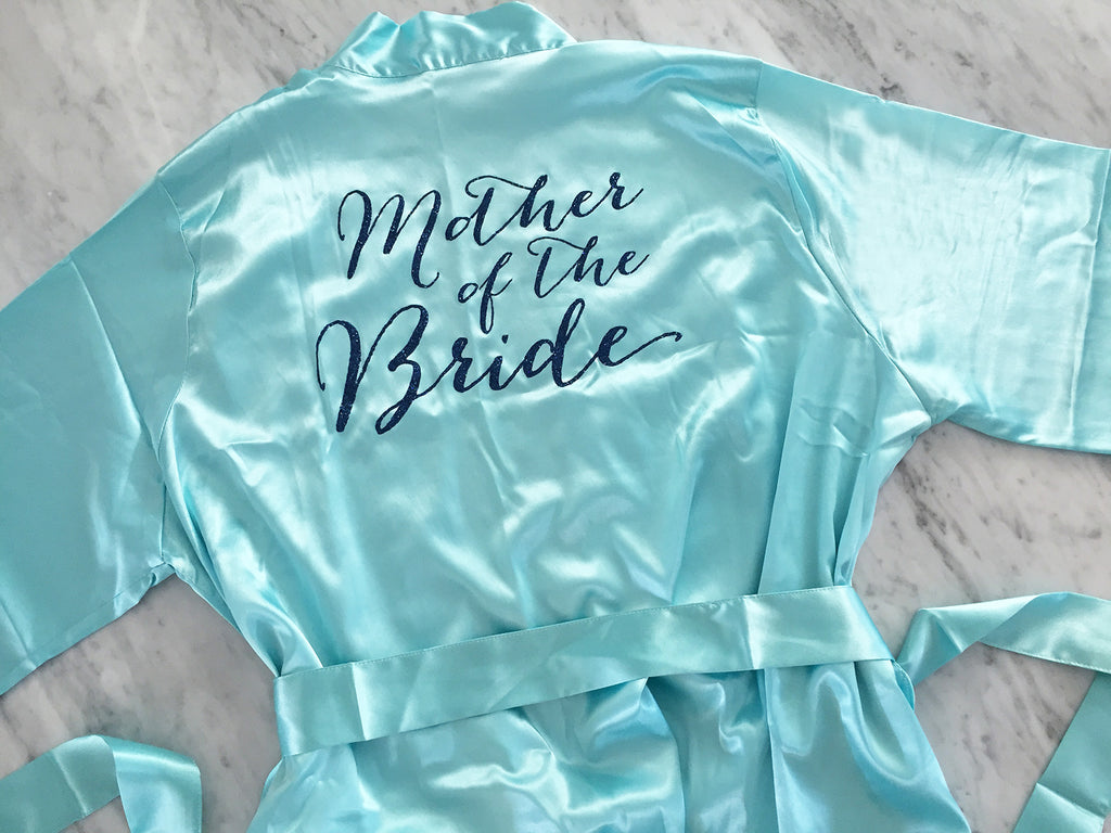 Turquoise blue Mother of the Bride Satin Robe
