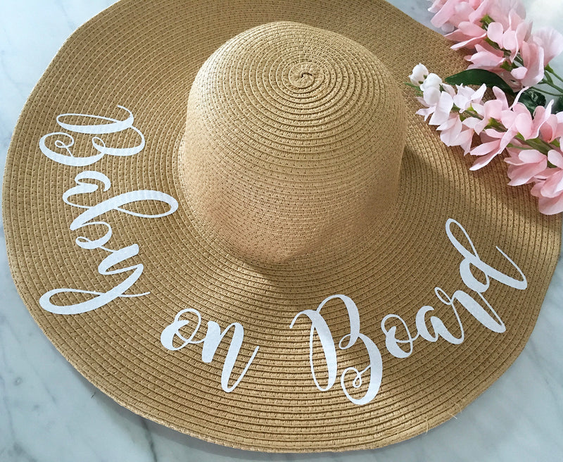 baby on board hat, wide brim hat, baby announcement