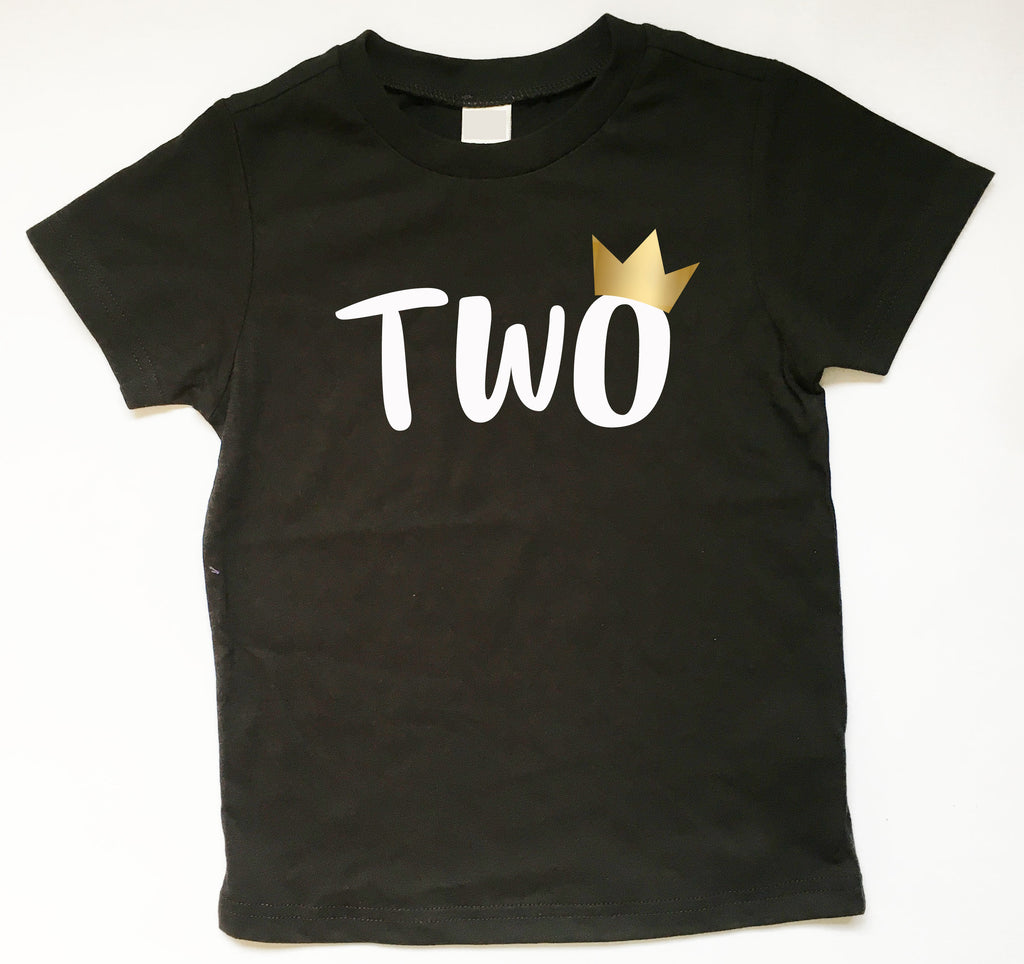 Second Birthday Shirt, 2nd Birthday Tee, Two Birthday Shirt With Gold Metallic Crown
